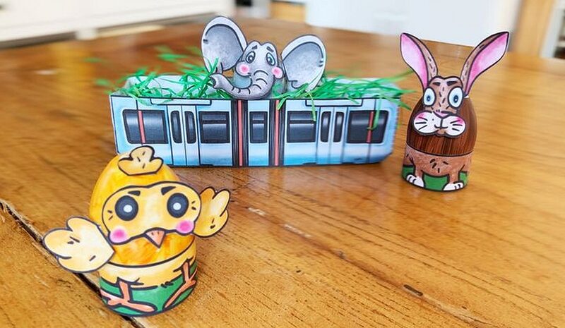 Bastelbogen_Osternest Tuffi und ihre Freunde in der Schwebebahn_Foto Werkmarie Claudia Damm