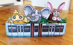 Bastelbogen Osternest Tuffi und ihre Freunde in der Schwebebahn