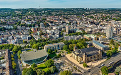 Die Stadthalle aus der Luft